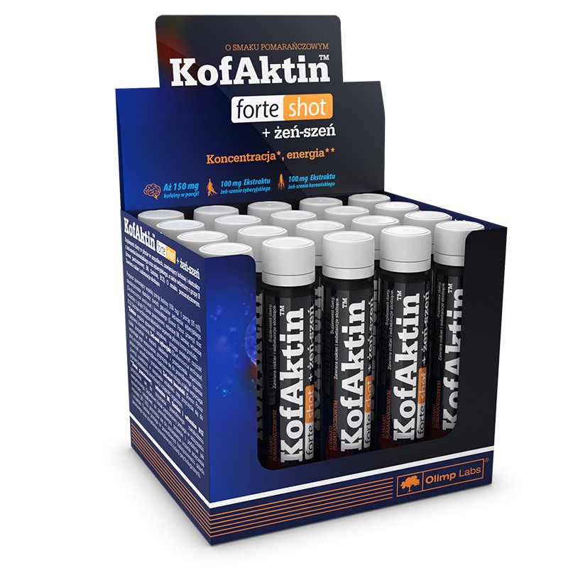 Olimp KofAktin forte shot+żeń-szeń ampułka 25 ml pomarańczowa 