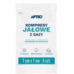 Apteo Care Kompresy jałowe z gazy 7 cm x 7 cm, 5 sztuk