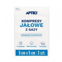 Apteo Care Kompresy jałowe z gazy 5 cm x 5 cm, 3 sztuki