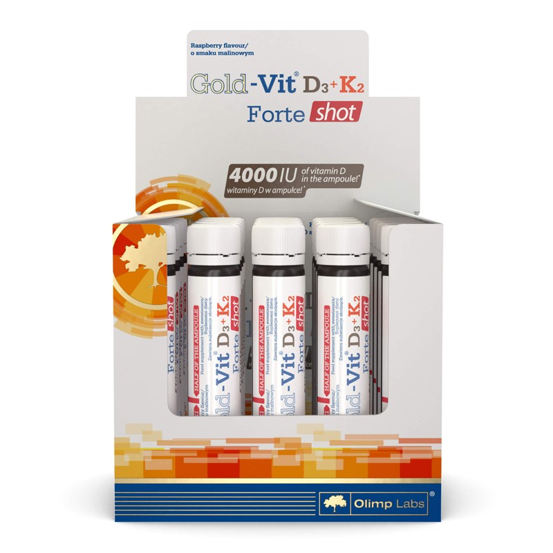 Olimp Gold-Vit D3+K2 Forte shot ampułka 25 ml smak malinowy 