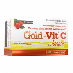 Olimp Gold-Vit C Junior, smak malinowy, 15 saszetek