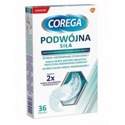 Corega Podwójna siła 36 tabletek rozpuszczalnych do czyszczenia protez zębowych