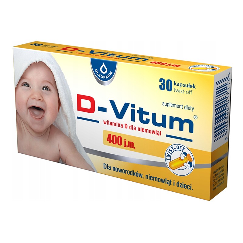 D-Vitum Witamina D dla niemowląt 400 j.m., 30 kapsułek 