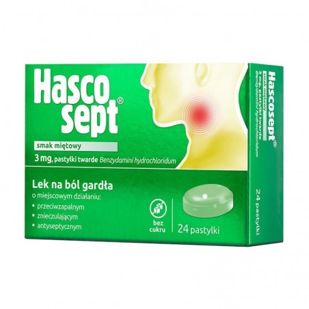  Hascosept o smaku miętowym 24 tabletki do ssania 