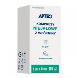 Apteo Care kompresy z włókniny niejałowe 5x5 cm, 100 sztuk
