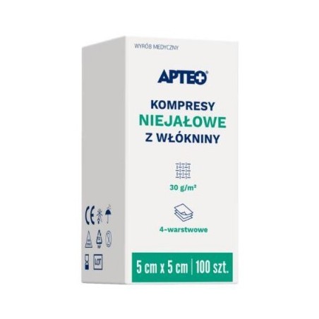  Apteo Care kompresy z włókniny niejałowe 5x5 cm, 100 sztuk 