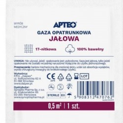 Gaza opatrunkowa jałowa Apteo, 0,5 m2, 1 sztuka