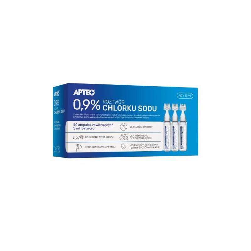 Apteo Care sól fizjologiczna 0,9% NaCl 40 ampułek po 5 ml 