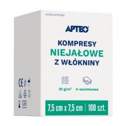 Apteo kompresy włókninowe niejałowe 7,5x7,5 cm, 100 sztuk