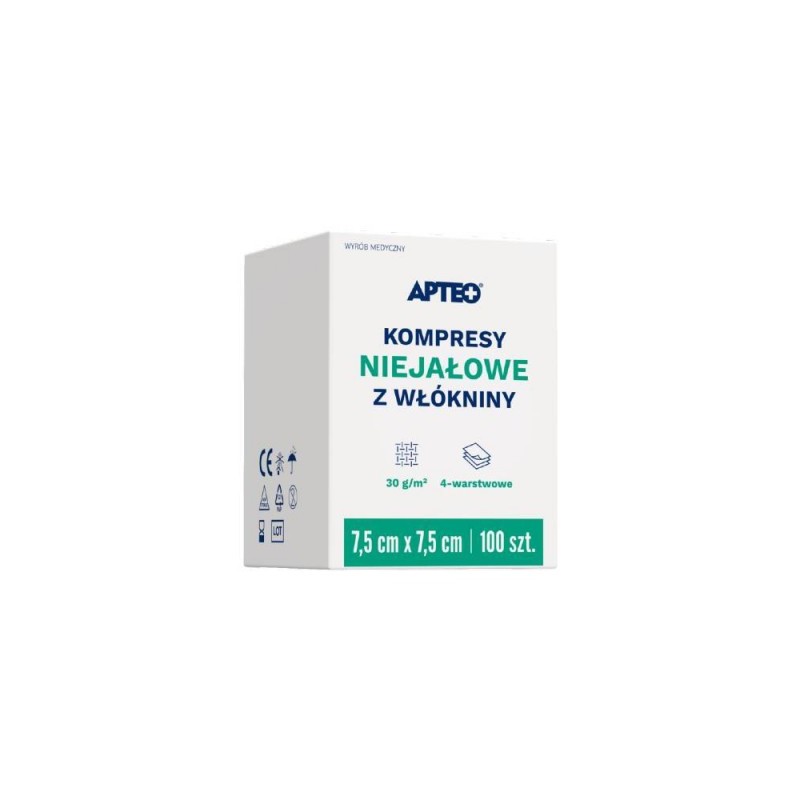 Apteo kompresy włókninowe niejałowe 7,5x7,5 cm, 100 sztuk 