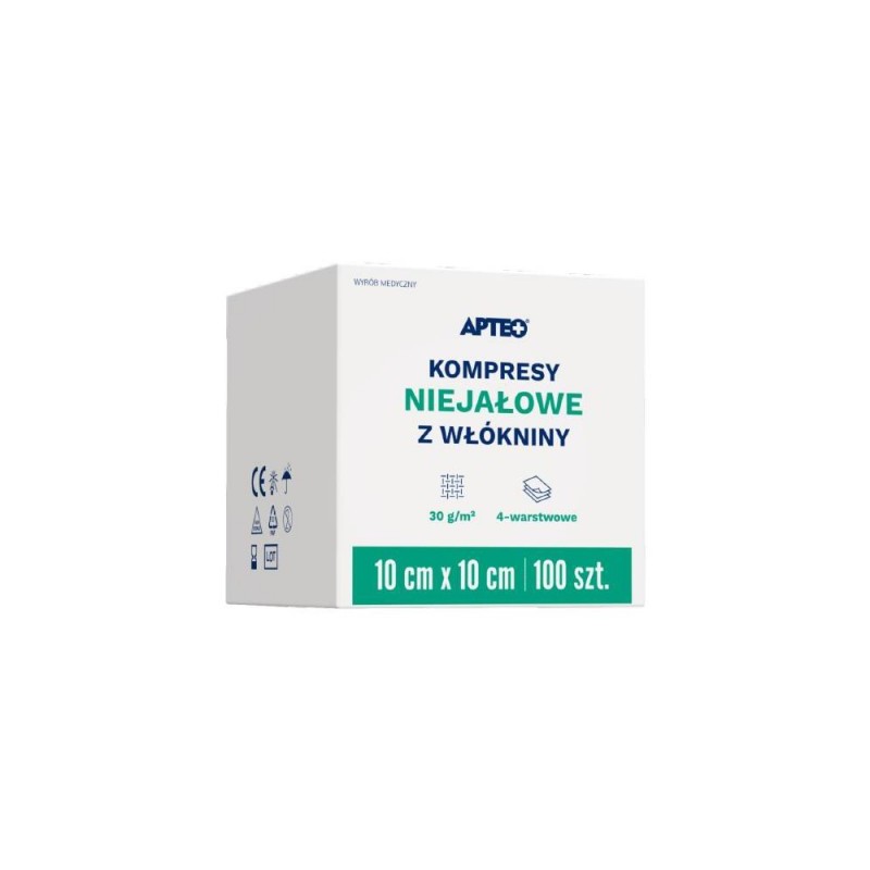 Apteo Kompresy włókninowe niejałowe 10x10 cm 100 sztuk 