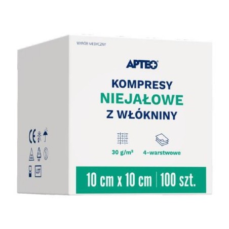  Apteo Kompresy włókninowe niejałowe 10x10 cm 100 sztuk 