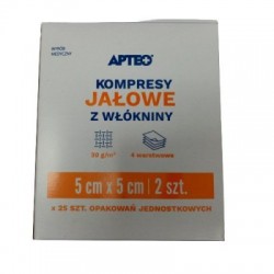 Apteo kompresy włókninowejałowe 5x5cm, 25 sztuk