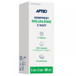 Apteo kompresy niejałowe 17 nitkowe 8 warstwowe 5x5cm 100 sztuk