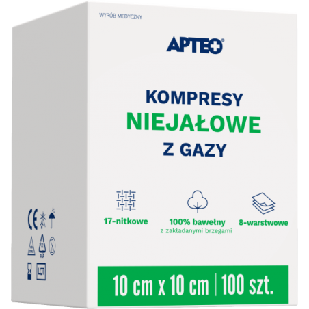  Apteo kompresy niejałowe 10 x 10 cm, 100 sztuk 