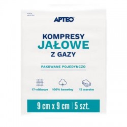 Apteo kompresy gazowe jałowe 9x9 cm 5 sztuk