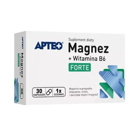 Apteo Magnez forte z witaminą B6, 30 kapsułek