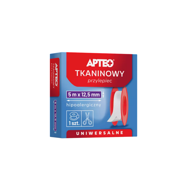 Apteo Przylepiec tkaninowy na rolce 5 m x 12,5 mm, 1 sztuka 