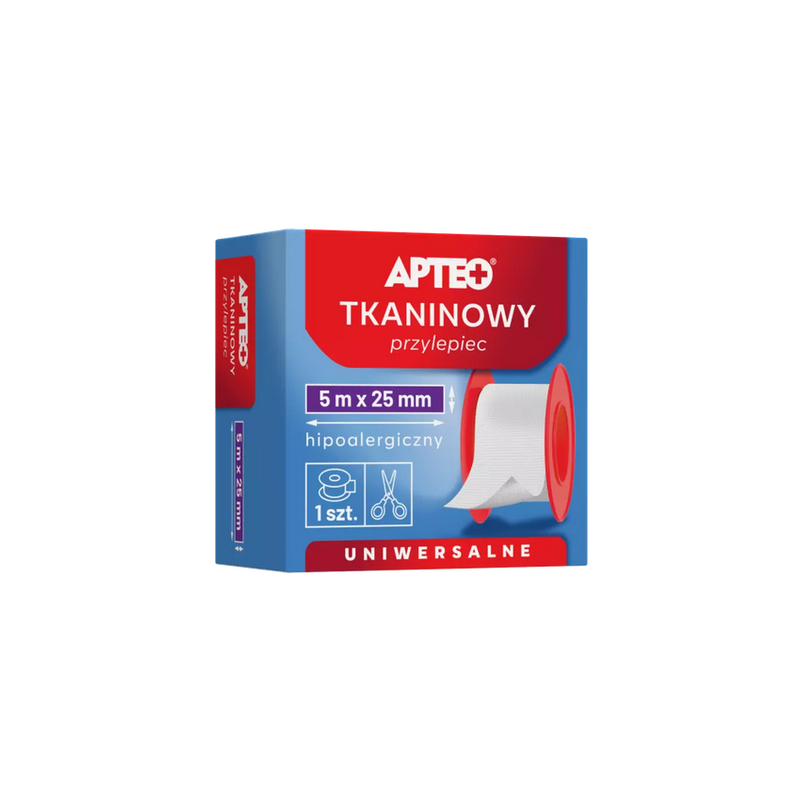Apteo Przylepiec jedwabny 5 m x 25 mm, 1 sztuka 