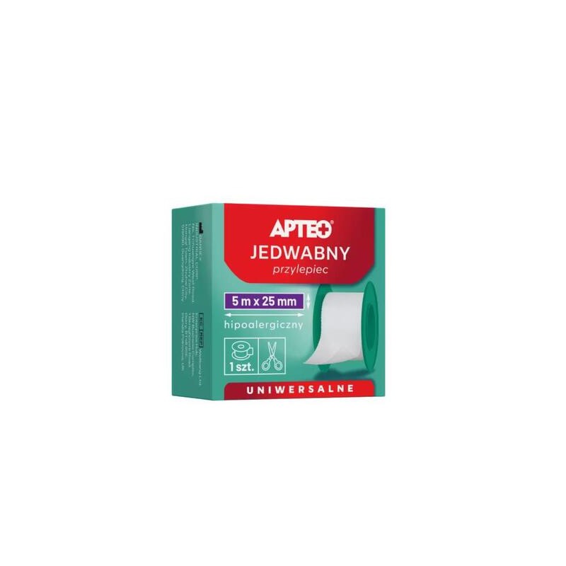 APTEO Przylepiec jedwabny 5 m x 25 mm, 1 sztuka 
