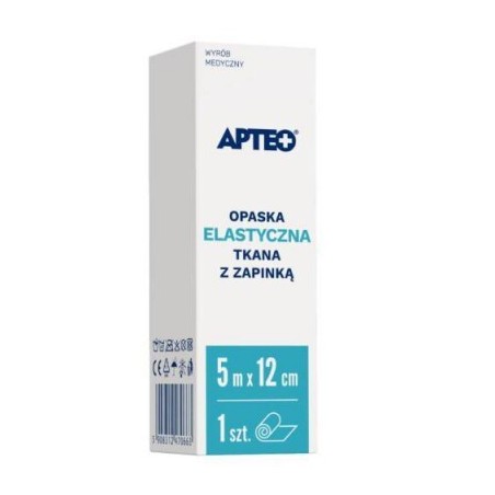  APTEO Opaska elastyczna tkana z zapinką 5 m x 12 cm, 1 sztuka 