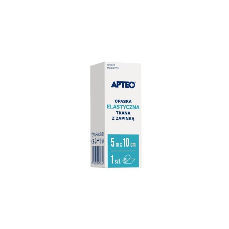 APTEO Opaska elastyczna tkana z zapinką 5 m x 10 cm, 1 sztuka 