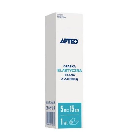  APTEO Opaska elastyczna tkana z zapinką 5 m x 15 cm, 1 sztuka 