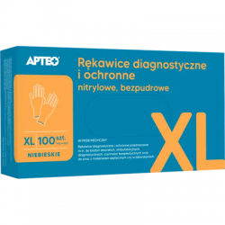 Apteo, Rękawice diagnostyczne i ochronne nitrylowe, bezpudrowe, niebieskie  XL