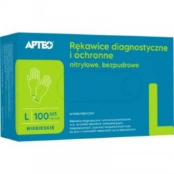 Apteo, Rękawice diagnostyczne i ochronne nitrylowe, bezpudrowe, niebieskie L