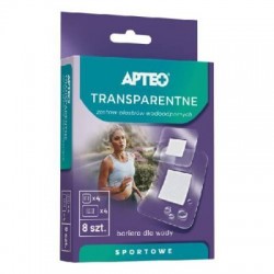 Apteo, zestaw plastrów wodoodpornych transparentnych, 8 sztuk