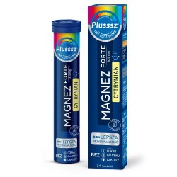 Plusssz Magnez Forte Cytrynian, smak pomarańcza-marakuja, 24 tabletki musujące