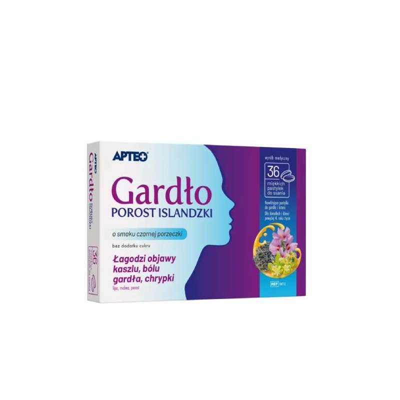 Gardło porost islandzki APTEO, 36 pastylek 