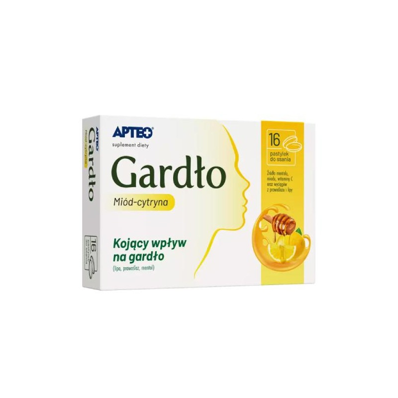 Gardło miód - cytryna Apteo 16 pastylek 