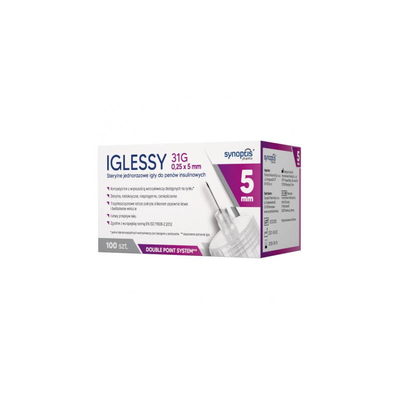 Igły do penów insulinowych 0,25x5 100 sztuk 