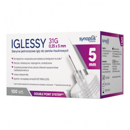 Igły do penów insulinowych 0,25x5 100 sztuk