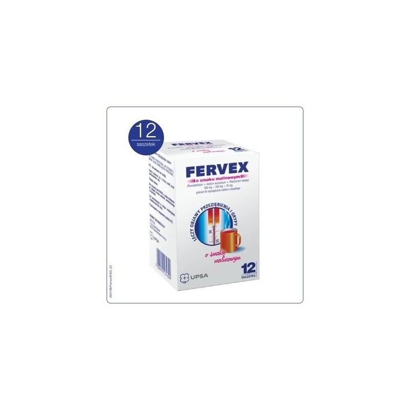 Fervex o smaku malinowym, 12 saszetek 