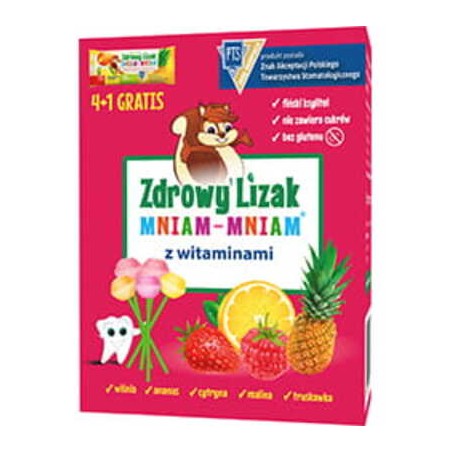  Zdrowy Lizak Mniam-Mniam z witaminami, 4 + 1 sztuka 
