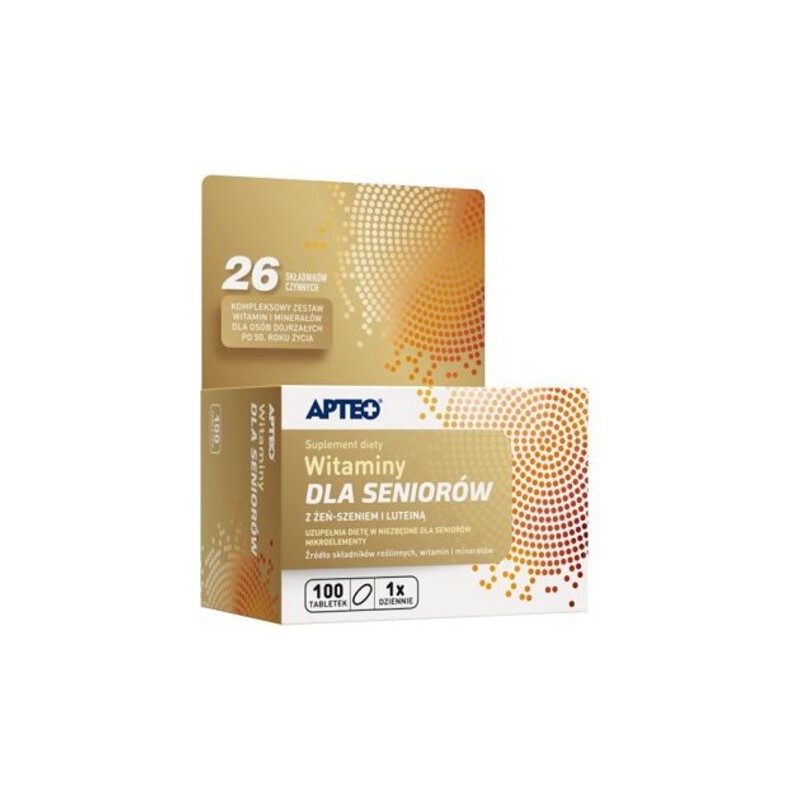 Witaminy dla seniorów z żeń-szeniem i luteiną Apteo, 100 tabletek 