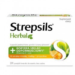 Strepsils Herbal o smaku miodu, melisy i pomarańczy, 24 tabletki do ssania