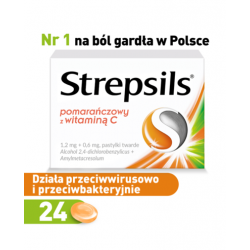 Strepsils pomarańczowy z witaminą C, 24 pastylki