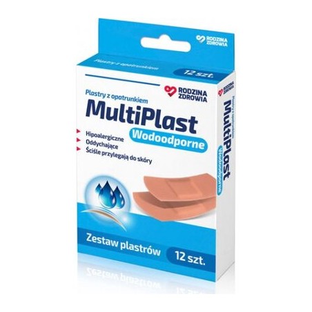 Rodzina Zdrowia MultiPlast wodoodporne plastry z opatrunkiem, 12 sztuk 