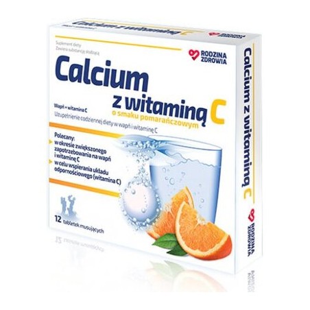  Rodzina Zdrowia Calcium z witaminą C, 12 tabletek musujących 