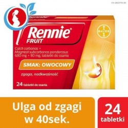 Rennie Fruti o smaku owocowym, 24 tabletki do ssania