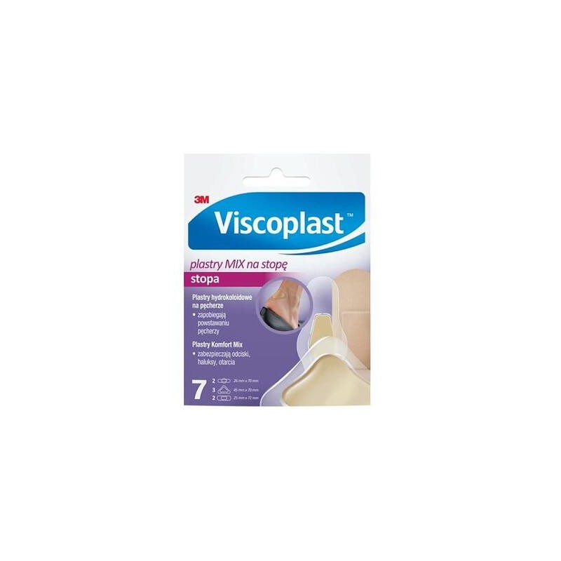 Plastry Viscoplast mix na stopę, 7 sztuk w 3 rozmiarach 