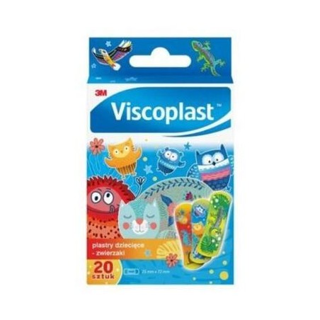 Plastry Viscoplast dziecięce zwierzaki, 20 sztuk