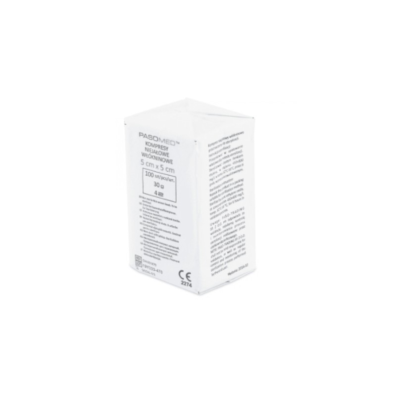 Pasomed Kompresy niejałowe włókninowe 5 cm x 5 cm, 100 sztuk 