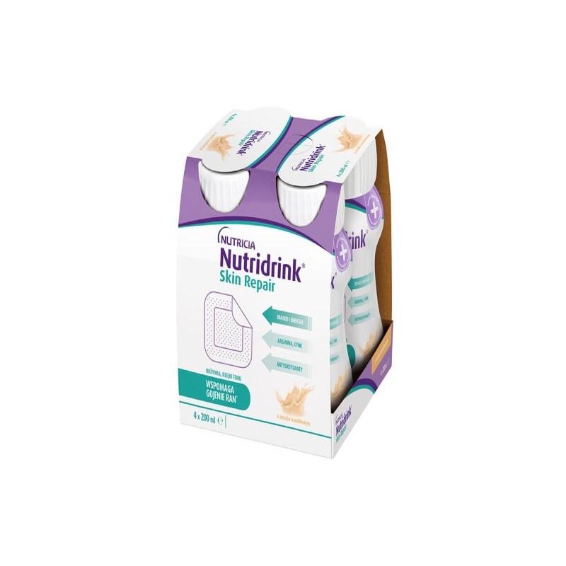 Nutridrink Skin repair o smaku waniliowym, 4 butelki po 200 ml 