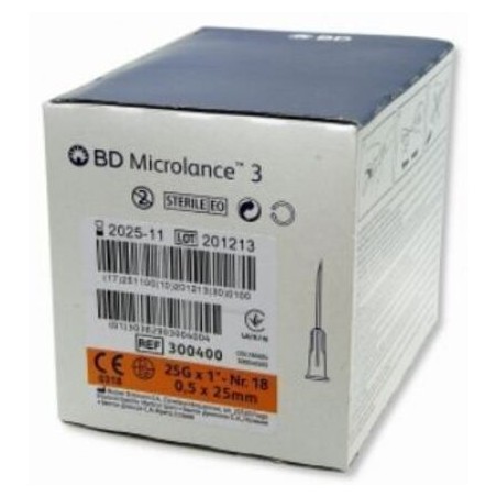  Igły iniekcyjne 0,5 x 25 mm, 100 sztuk 