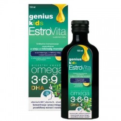 EstroVita Genius Kids, estry kwasów Omega 3-6-9, smak cytrynowy, 150 ml