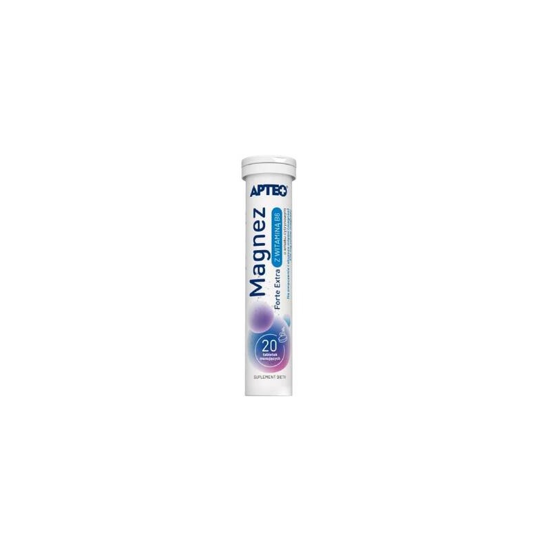 Magnez Forte Extra z witaminą B6 o smaku cytrynowym APTEO, 20 tabletek musujących 